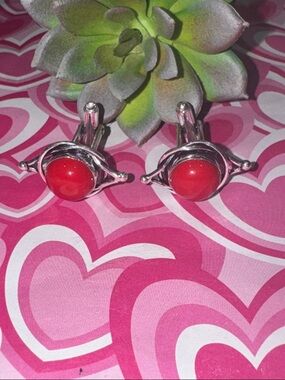Silver Coral Cuff Links